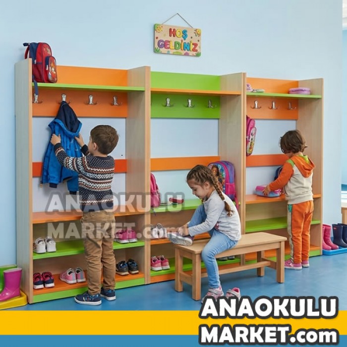BZ-257070 Açık Raflı Anaokulu Portmantosu / Adet BZ-257070 Açık Raflı Anaokulu Portmantosu / Adet
