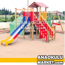 BZ-301020 1 Kuleli Ahşap Oyun Grubu