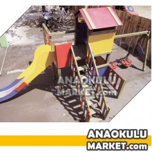 BZ-301020 1 Kuleli Ahşap Oyun Grubu