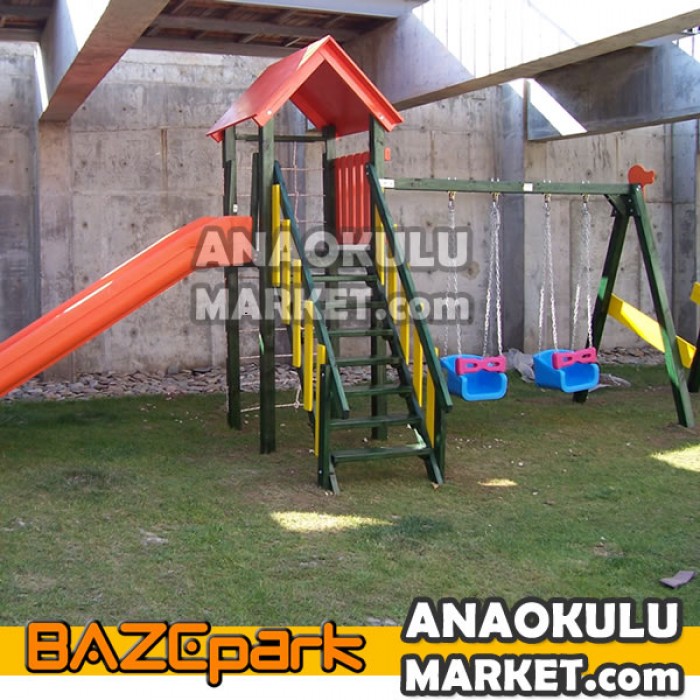 BZ-301212 Tırmanmalı 1 Kuleli Ahşap Oyun Grubu